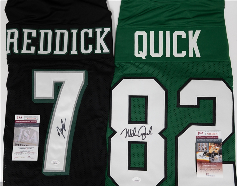 Lot of (2) Signed Custom Football Jerseys w. Mike Quick & Haason Reddick  (JSA COAs)