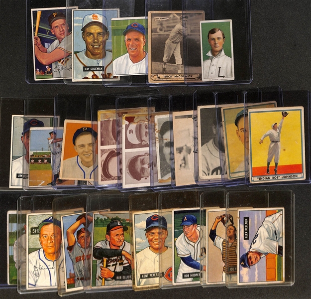  Lot of (25) 1909-1952 Baseball Cards w. 1909 T206 Frank Delehanty Sweet Caporal