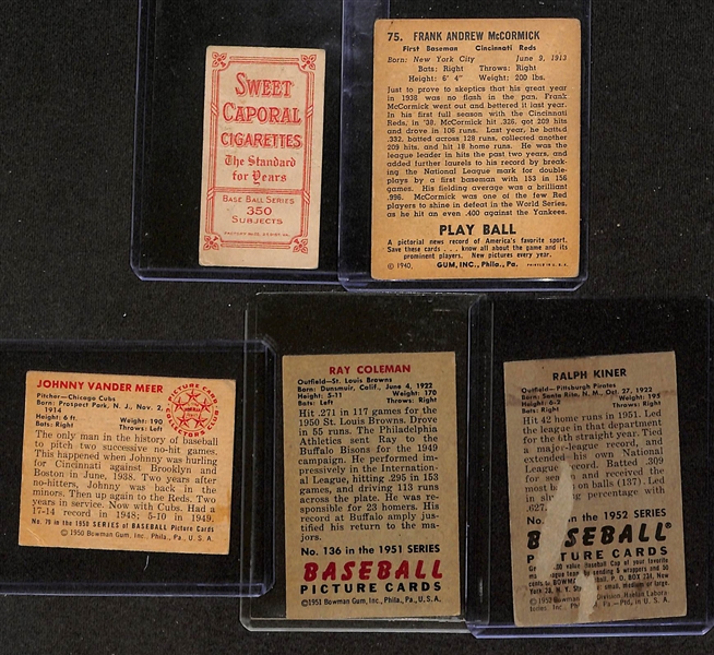  Lot of (25) 1909-1952 Baseball Cards w. 1909 T206 Frank Delehanty Sweet Caporal