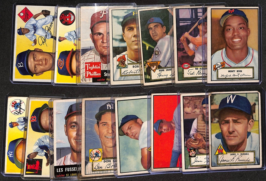 Lot of (15) 1952-1955 Topps Baseball Cards w. 1952 Monty Irvin