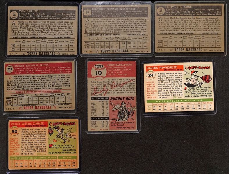 Lot of (15) 1952-1955 Topps Baseball Cards w. 1952 Monty Irvin