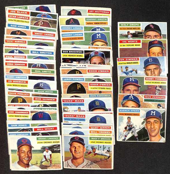 Lot of (70) Assorted 1956 Topps Baseball Cards w. Warren Spahn