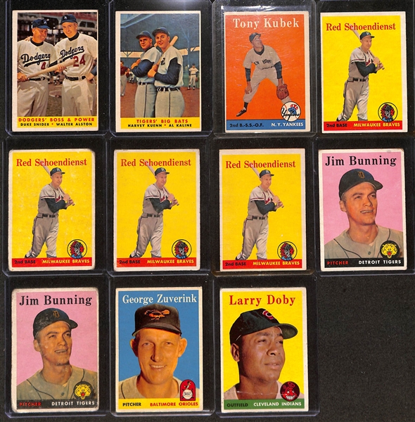 Lot of (22) 1958 Topps Baseball Cards w. Don Drysdale & Hank Aaron All Star