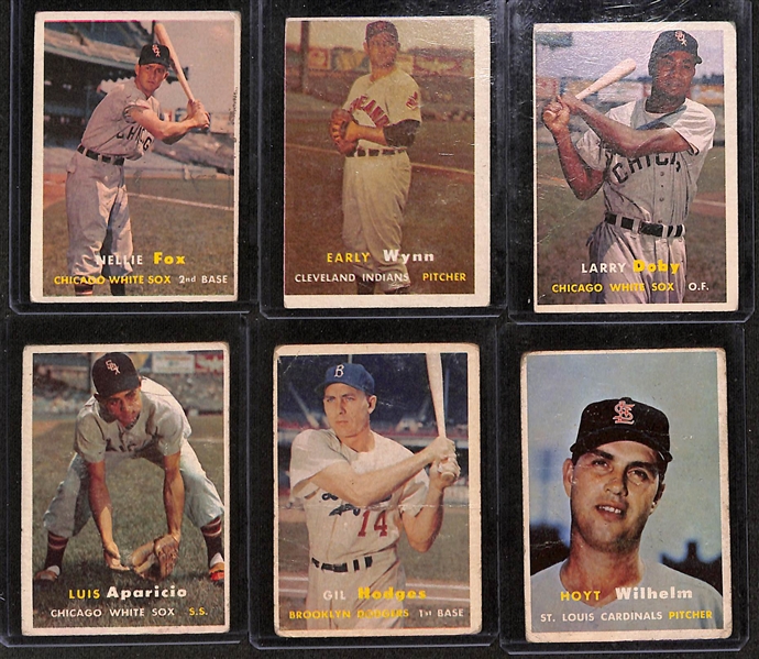 Lot of (14) 1957 & (10) 1959 Topps Baseball Cards w. (2) 1959 Sparky Anderson Rookie Cards