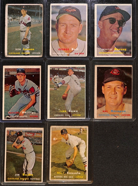 Lot of (14) 1957 & (10) 1959 Topps Baseball Cards w. (2) 1959 Sparky Anderson Rookie Cards
