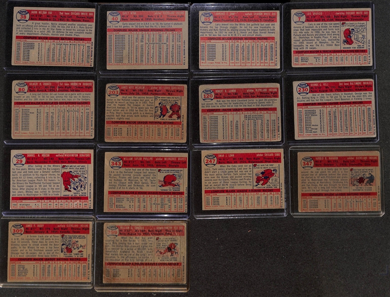 Lot of (14) 1957 & (10) 1959 Topps Baseball Cards w. (2) 1959 Sparky Anderson Rookie Cards