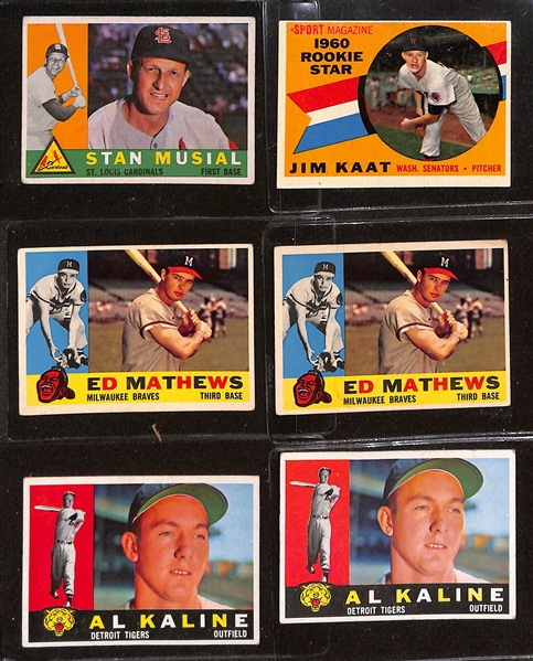 Lot of (26) 1960 Topps Baseball Cards w. Stan Musial & Jim Kaat Rookie Card