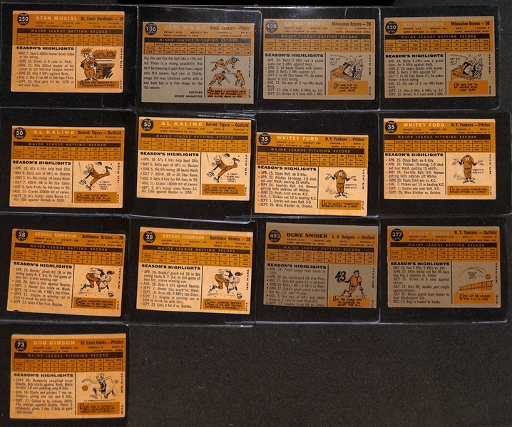 Lot of (26) 1960 Topps Baseball Cards w. Stan Musial & Jim Kaat Rookie Card