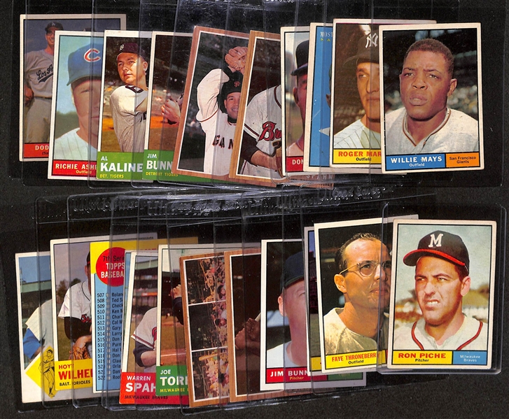 Lot of (22) 1961-1963 Topps Baseball Cards w. 1961 Willie Mays & 1961 Roger Maris