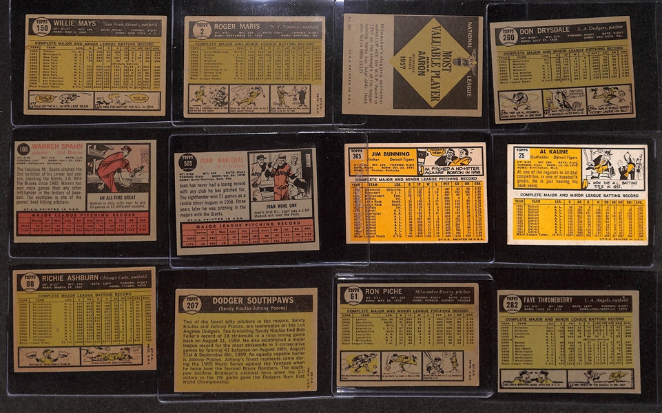 Lot of (22) 1961-1963 Topps Baseball Cards w. 1961 Willie Mays & 1961 Roger Maris