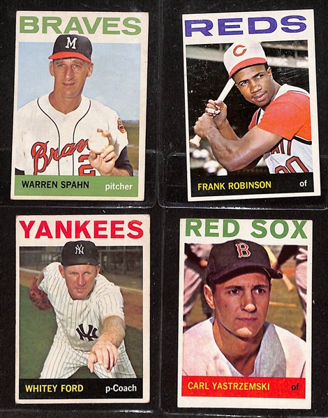Lot of (22) 1964-1966 Topps Baseball Cards w. 1964 Warren Spahn & 1964 Frank Robinson