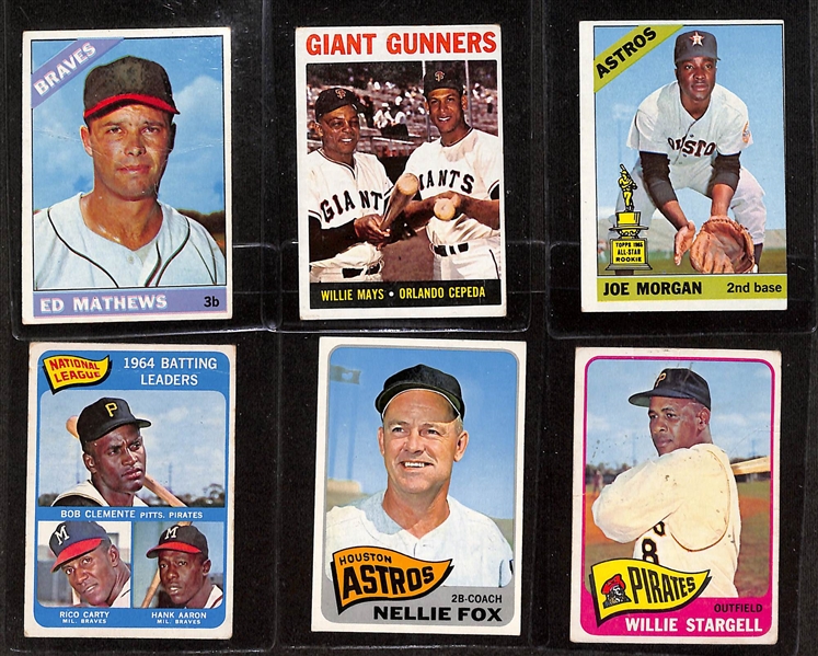 Lot of (22) 1964-1966 Topps Baseball Cards w. 1964 Warren Spahn & 1964 Frank Robinson
