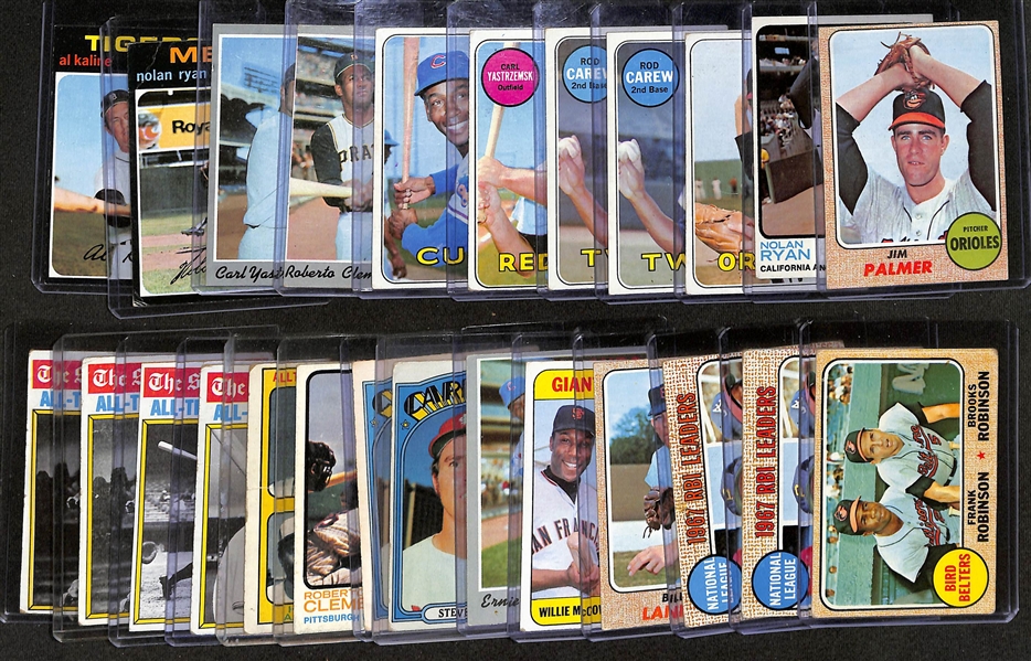 Lot of (25) 1968-1976 Topps Baseball Cards w. 1968 Jim Palmer & 1973 Nolan Ryan
