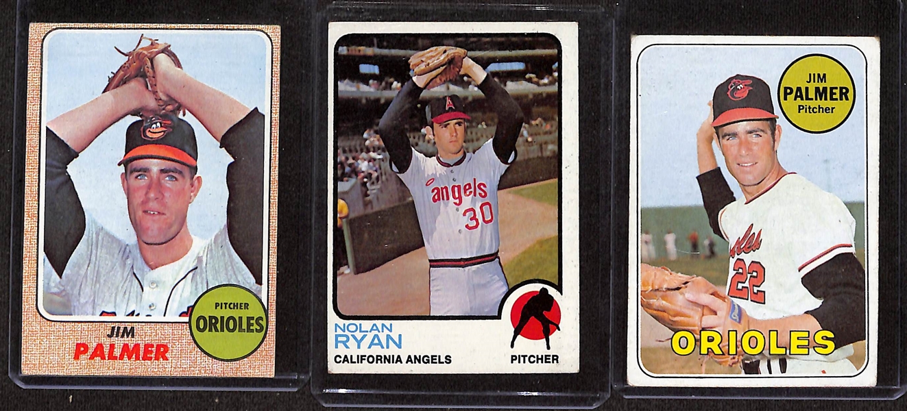 Lot of (25) 1968-1976 Topps Baseball Cards w. 1968 Jim Palmer & 1973 Nolan Ryan