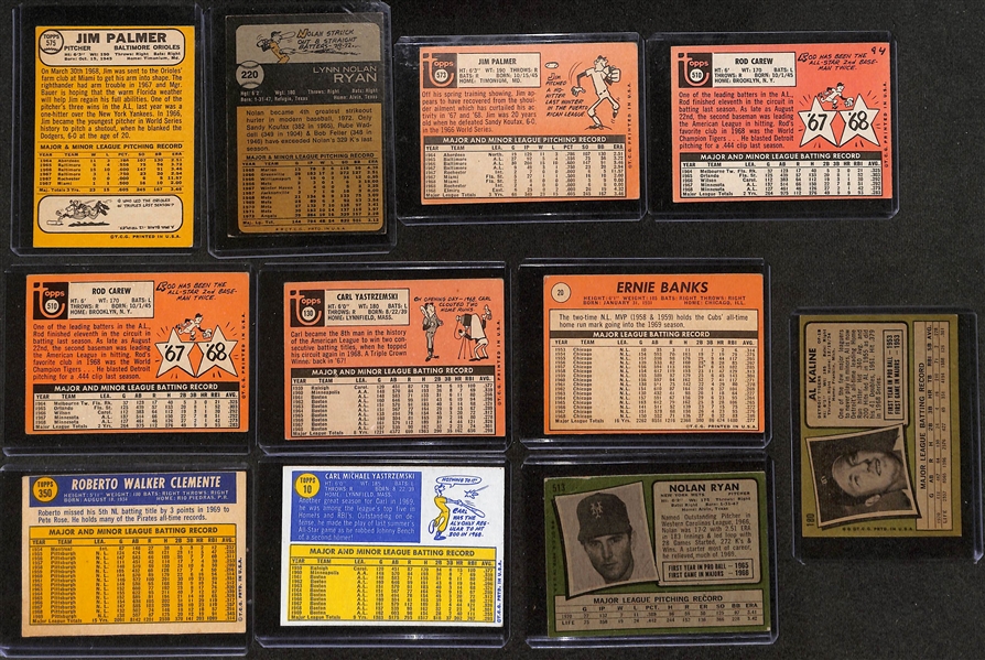 Lot of (25) 1968-1976 Topps Baseball Cards w. 1968 Jim Palmer & 1973 Nolan Ryan
