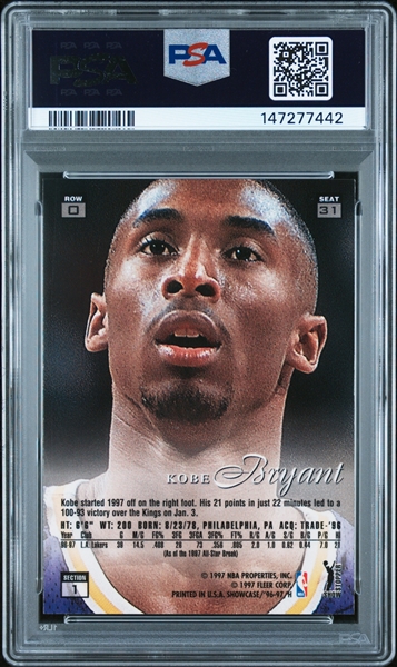 1996-97 Flair Showcase Kobe Bryant Rookie Card #31 - Rare Row 0 Version - Graded PSA 9