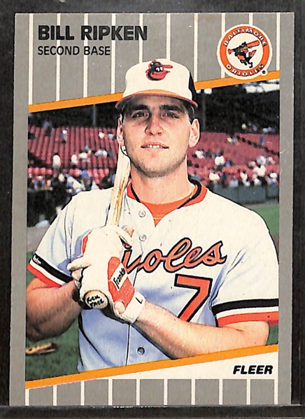 Lot of (28) 1959-1989 Assorted Baseball & Football Cards, Inserts, & Patches w. 1989 Fleer Billy Ripken FF Card