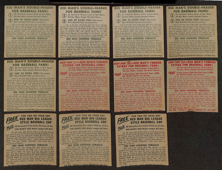 Lot of (34) Assorted 1952-1954 Red Man Tobacco Cards (No Tabs) w. (2) 1952 Early Wynn