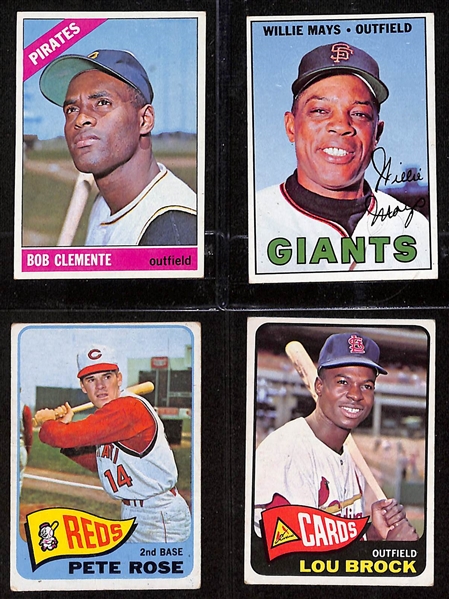 Lot of (13) 1965-1968 Topps Baseball Cards w. 1966 Roberto Clemente & 1967 Willie Mays