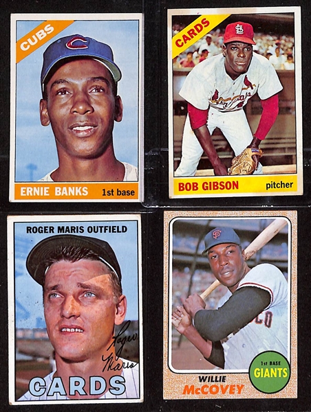 Lot of (13) 1965-1968 Topps Baseball Cards w. 1966 Roberto Clemente & 1967 Willie Mays