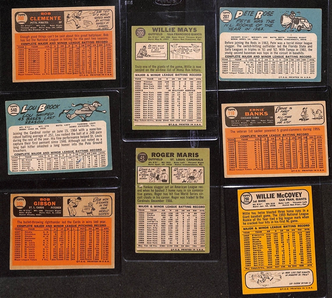 Lot of (13) 1965-1968 Topps Baseball Cards w. 1966 Roberto Clemente & 1967 Willie Mays