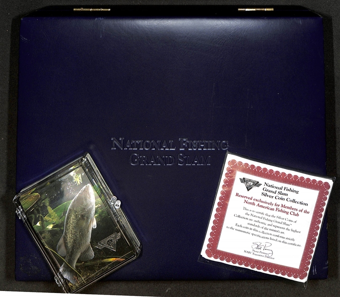Lot of (11) 2000-2003 .999 Silver Commemorative National Fishing Grand Slam Coins & Cards - Mid-Program
