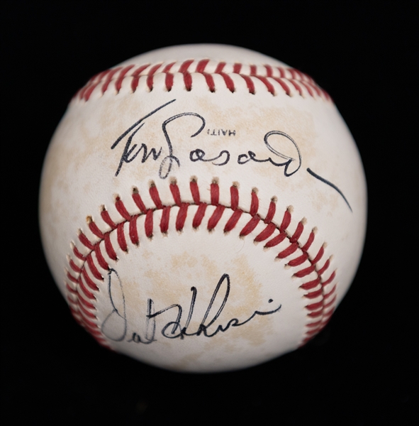 Lot of (4) Signed Baseballs From the Howard Greene Collection w. Yogi Berra, Tommy Lasorda, Warren Spahn, + (JSA Auction Letter) 