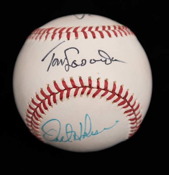 Lot of (4) Signed Baseballs From the Howard Greene Collection w. Yogi Berra, Tommy Lasorda, Warren Spahn, + (JSA Auction Letter) 
