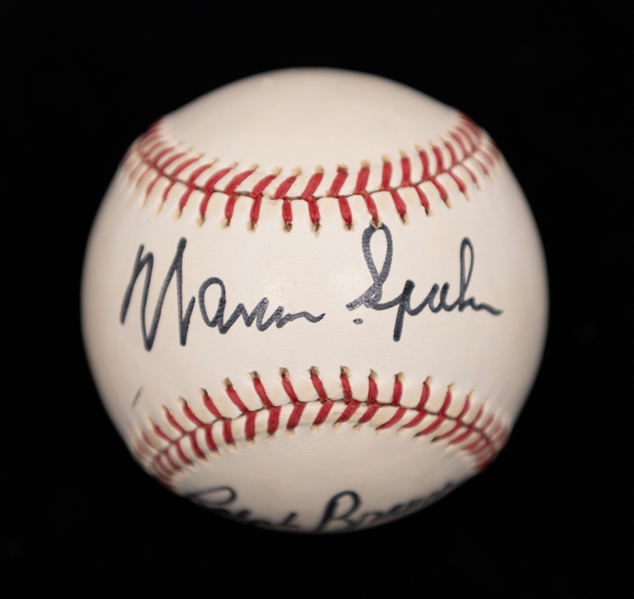 Lot of (4) Signed Baseballs From the Howard Greene Collection w. Yogi Berra, Tommy Lasorda, Warren Spahn, + (JSA Auction Letter) 