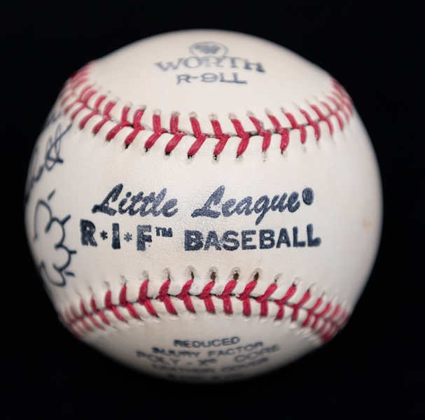 Lot of (3) Personalized and Signed Baseballs from the Howard Greene Collection w. Marge Schott, Bart Giamatti, Bowie Kuhn, & Fay Vincent (JSA Auction Letter)