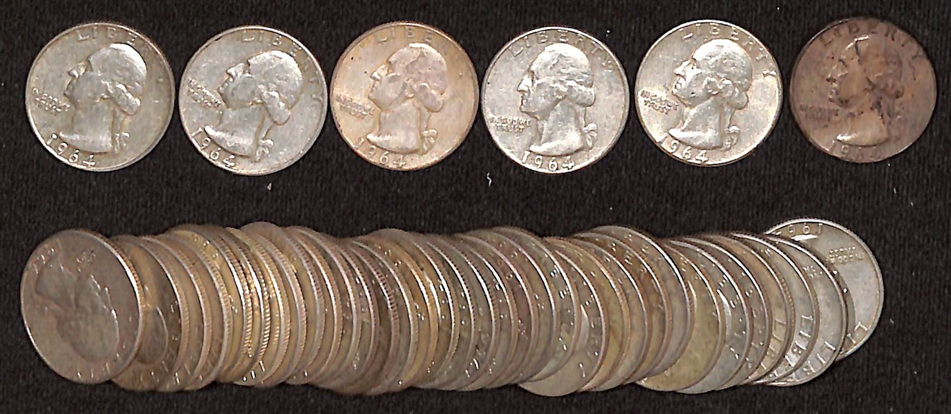Lot of (40) 1964-P & 1964-D Silver Washington Quarters
