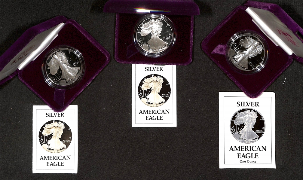 (2) 1986 Silver Dollar American Eagles & 1989 Silver Dollar American Eagle