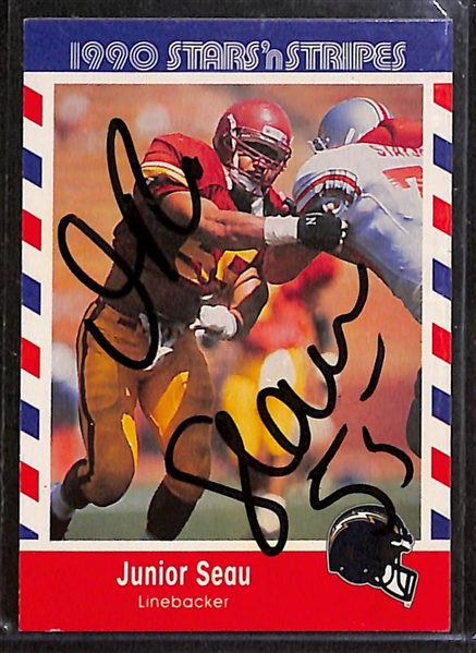 Signed Rookie Football Card Lot w. Junior Seau & Steve McNair (+JSA Auction Letter)