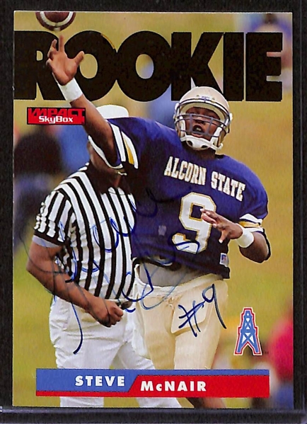 Signed Rookie Football Card Lot w. Junior Seau & Steve McNair (+JSA Auction Letter)