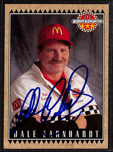 Lot of (3) Signed NASCAR Cards w. Dale Earnhardt, Richard Petty, Jeff Gordon (+ JSA Auction Letter)