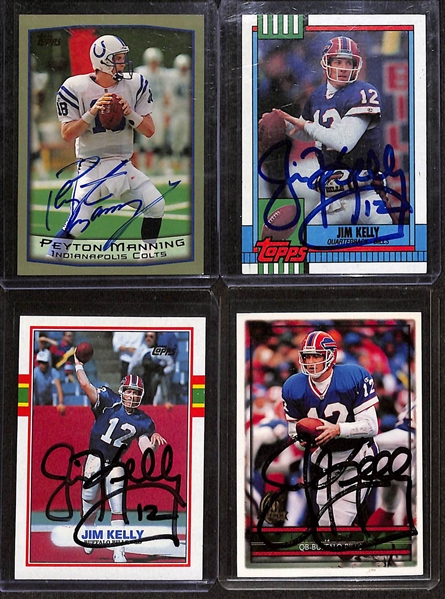 Lot of (9) Signed Football Cards w. Peyton Manning, Jim Kelly, More (+JSA Auction Letter)
