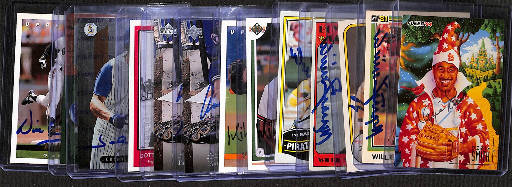 (13) Signed Baseball Cards w. Ozzie Smith, Willie Stargell, Mike Mussina, More (+JSA Auction Letter)