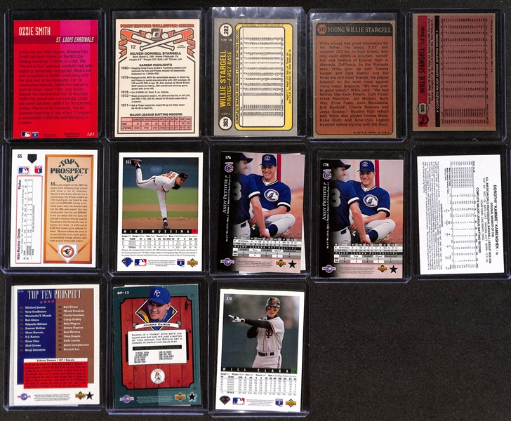 (13) Signed Baseball Cards w. Ozzie Smith, Willie Stargell, Mike Mussina, More (+JSA Auction Letter)