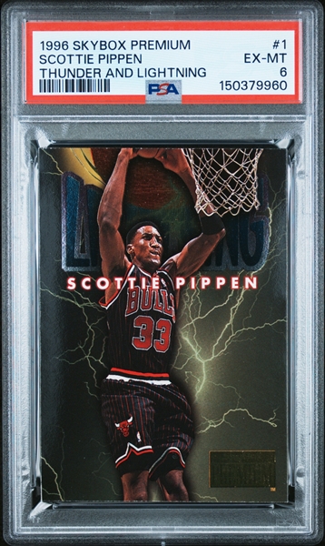 1996-97 Skybox Premium Thunder & Lightning Michael Jordan (PSA Authentic) & Scottie Pippen (PSA 6) Graded Cards
