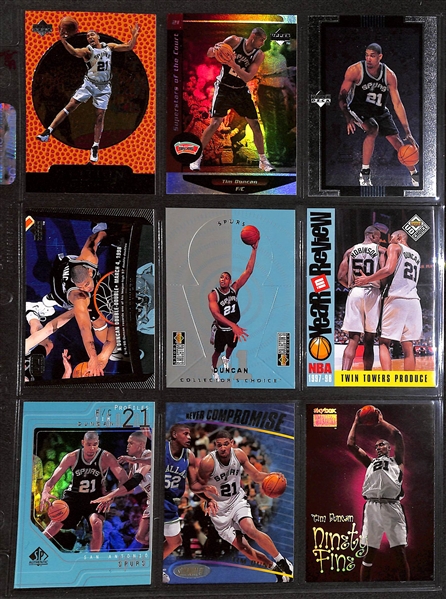 Lot of 189 Tim Duncan Cards w. Rookies, Short-Prints, & Premium Brand Cards!