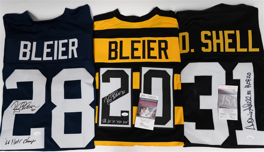 Lot of (3) Signed Football Jerseys  w. Rocky Bleier, Donnie Shell (+JSA Auction Letter)