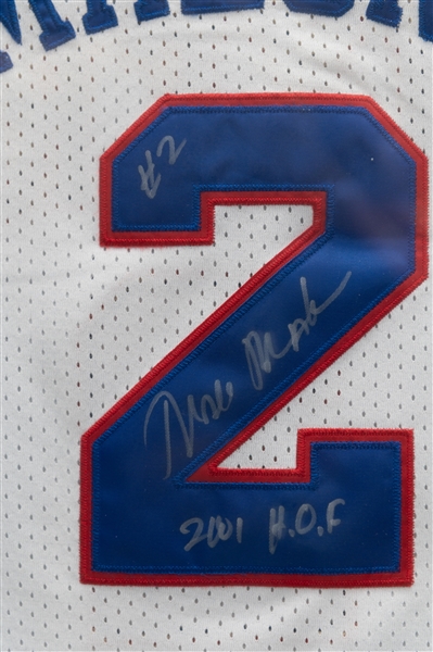 Moses Malone Signed Matted/Framed Sixers Jersey (Pickup Only)