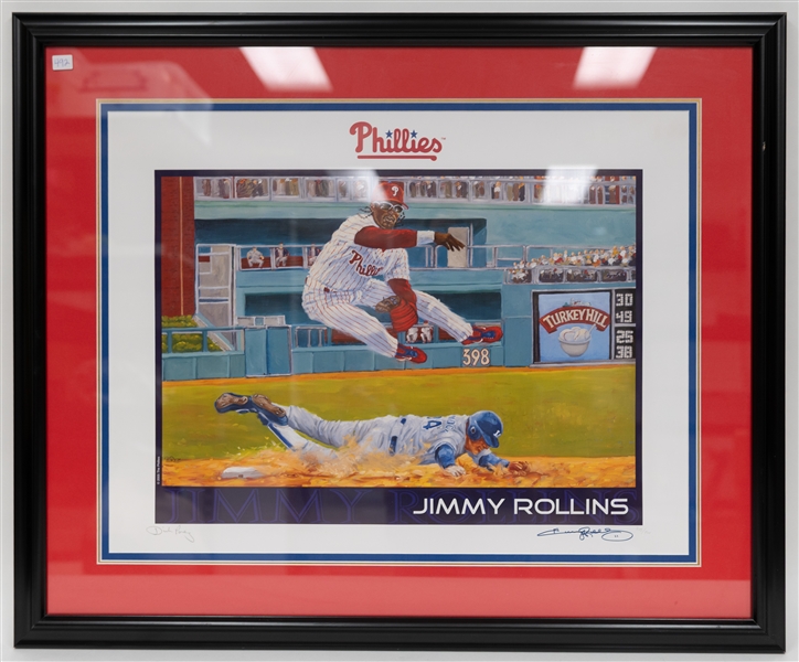 Jimmy Rollins Signed Matted/Framed Phillies Print