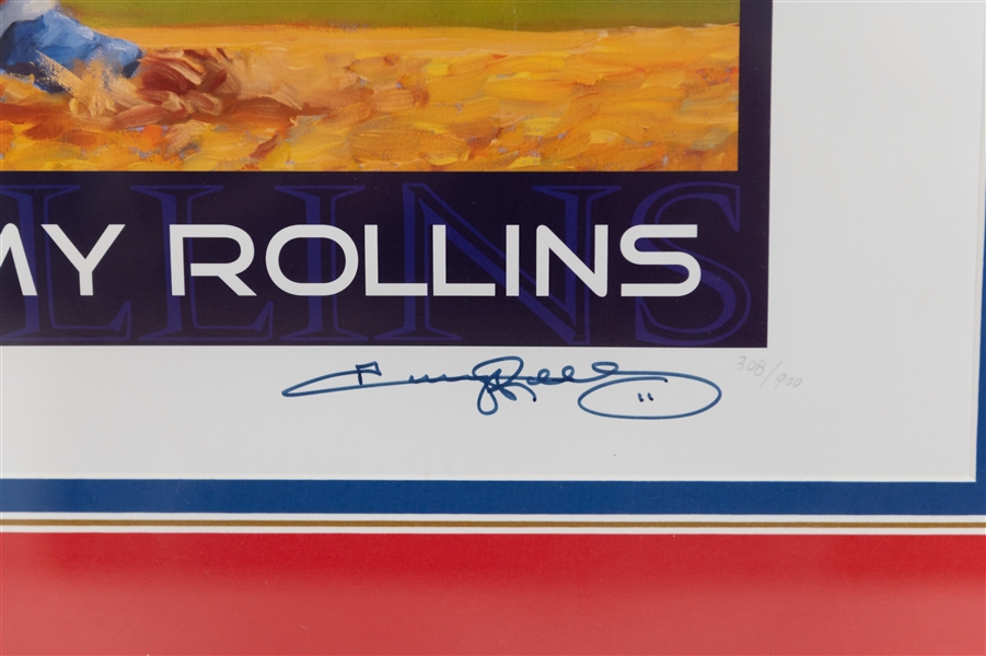 Jimmy Rollins Signed Matted/Framed Phillies Print
