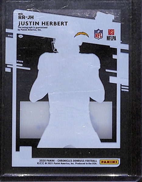 2020 Panini Chronicles Clearly Donruss Justin Herbert Rated Rookie Autograph Card #RR-JH