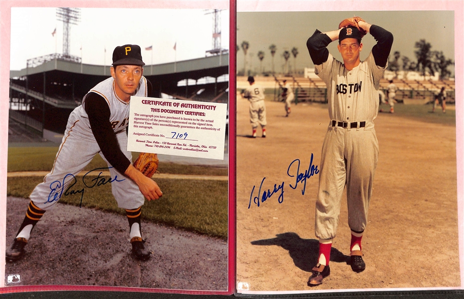 Lot of (23) Signed 8x10 Photos w. Bob Feller, Maury Wills, More (+JSA Auction Letter)