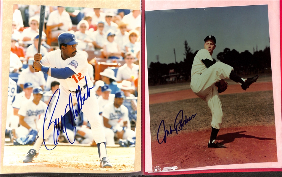 Lot of (23) Signed 8x10 Photos w. Bob Feller, Maury Wills, More (+JSA Auction Letter)