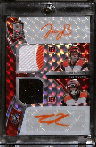 2020 Panini Spectra Joe Burrow/Tee Higgins Autograph Patch Rookie RPA Card #7/15 RDPA-JT