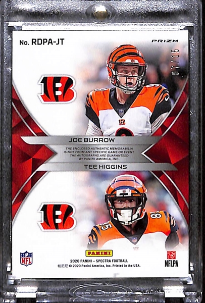 2020 Panini Spectra Joe Burrow/Tee Higgins Autograph Patch Rookie RPA Card #7/15 RDPA-JT