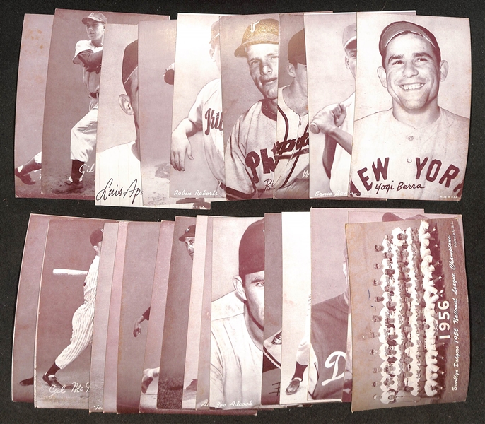 Lot of (27) 1947-1959 Baseball Exhibit Cards w. Yogi Berra & Ernie Banks